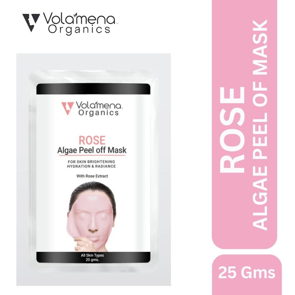 Volamena Organics Rose Algae Peel Off Mask With Rose Extract For Skin Brightening & Hydration, 20 gms - Volamena