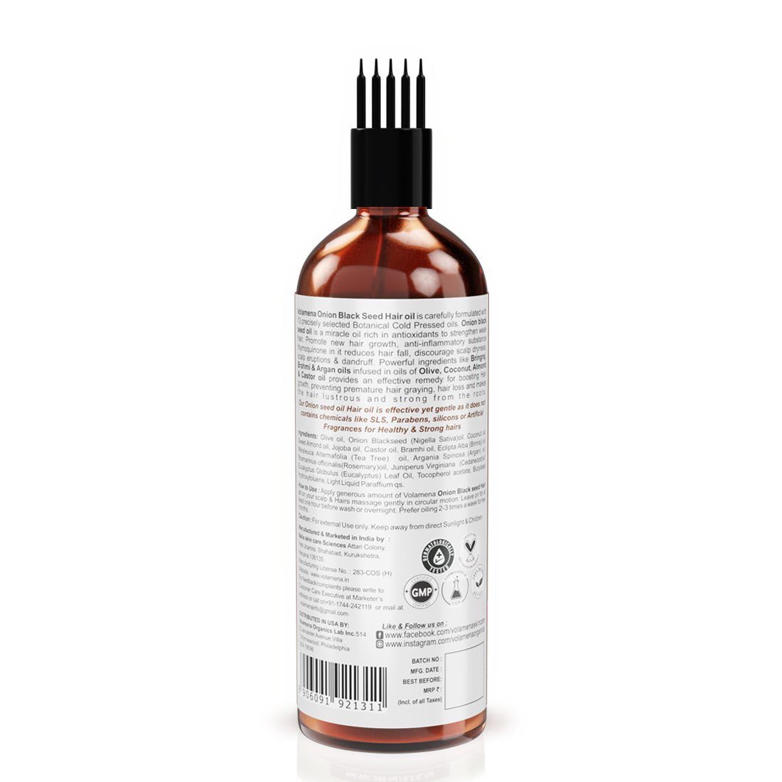 Volamena Onion Hair Oil With Onion Black Seed, For Hair Growth and Control Hair Fall 200 ml - Volamena