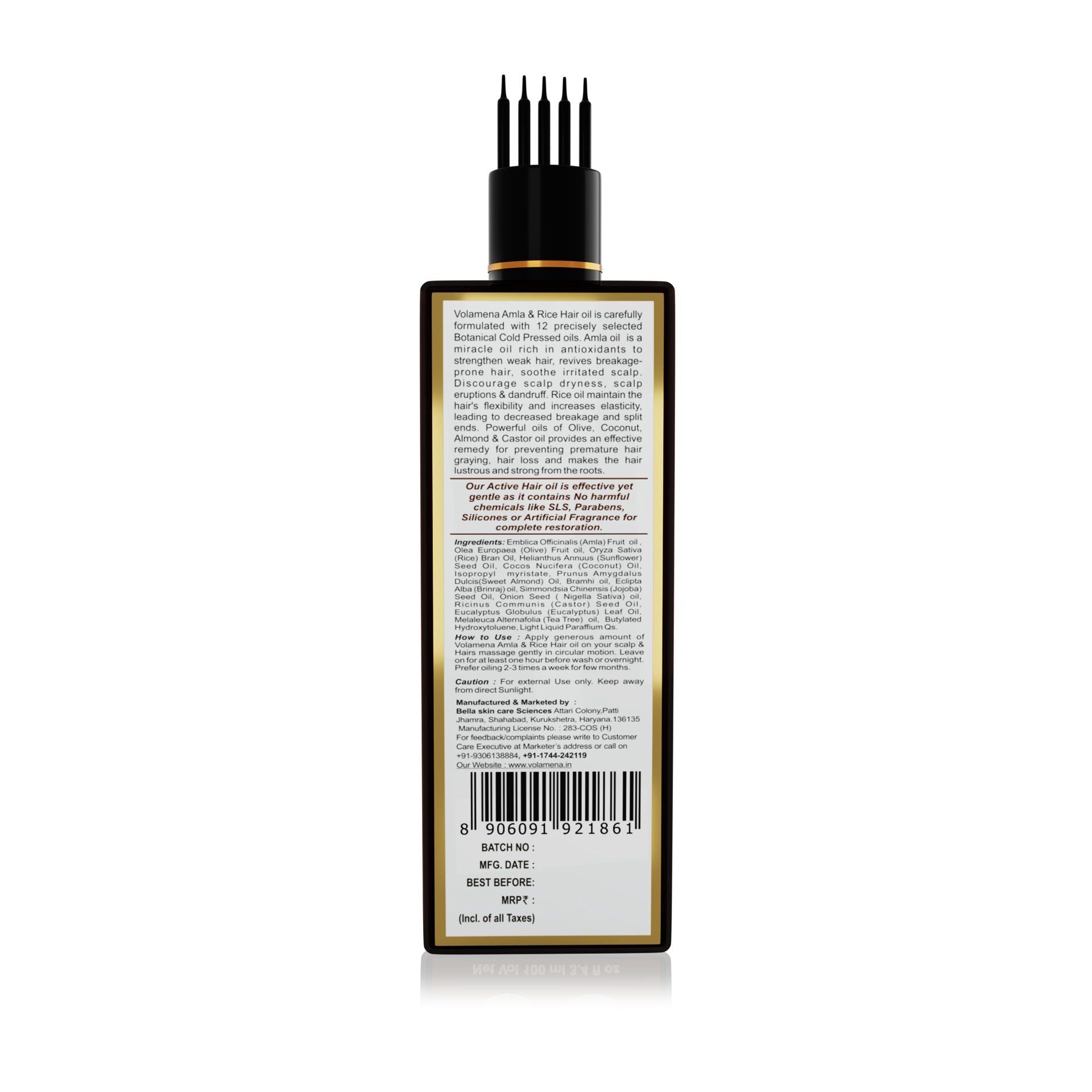 Volamena Amla & Rice Hair oil with Rice Oil and Amla Oil For Men & Women, For Strong Shiny Hair and Hair regrowth 100 ml - Volamena