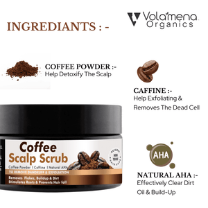 Volamena Coffee Hair & Scalp Scrub, With Coffee Powder, Caffeine & Natural AHA For Detoxify The Scalp 50 ml