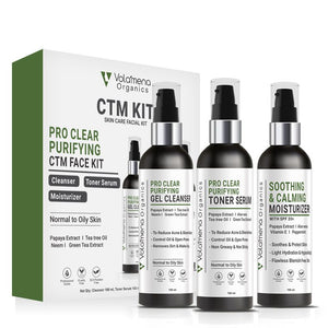Volamena Pro Clear Purifying CTM Facial Kit for Women & Men 3 Steps Kit Cleanser, Toner Serum & Moisturizer For Normal to Oily Skin 300 ml