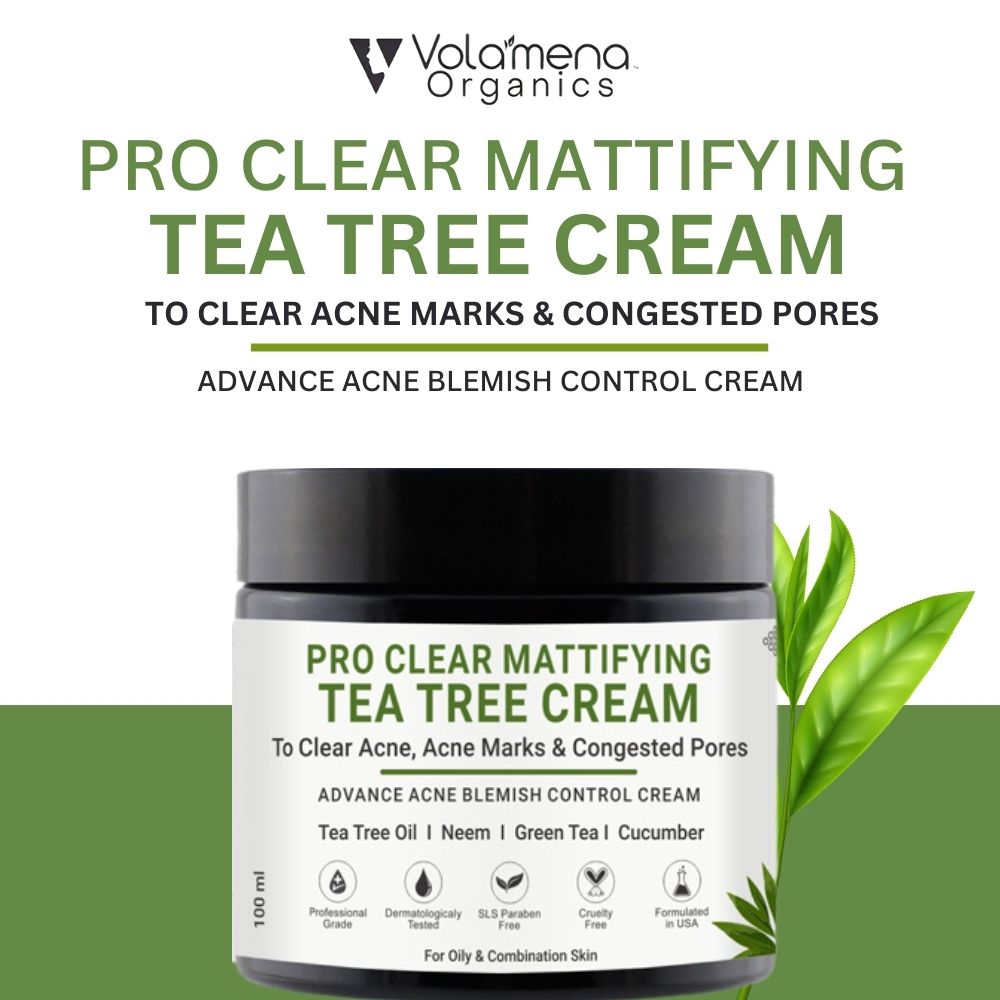 Pro Clear Green Tea & Tea Tree Face Cream, Acne & Acne Marks For Women & Men - Volamena