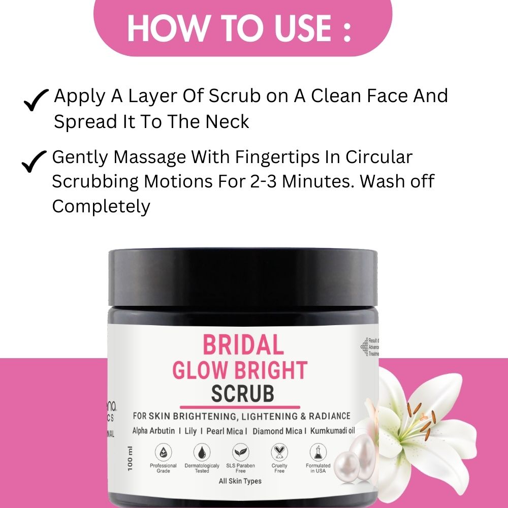 Bridal Glow Face Scrub With Pearl Mica, Diamond Mica, For Skin Brightening & Glow | Face Scrub For Women & Men 100 ml - Volamena