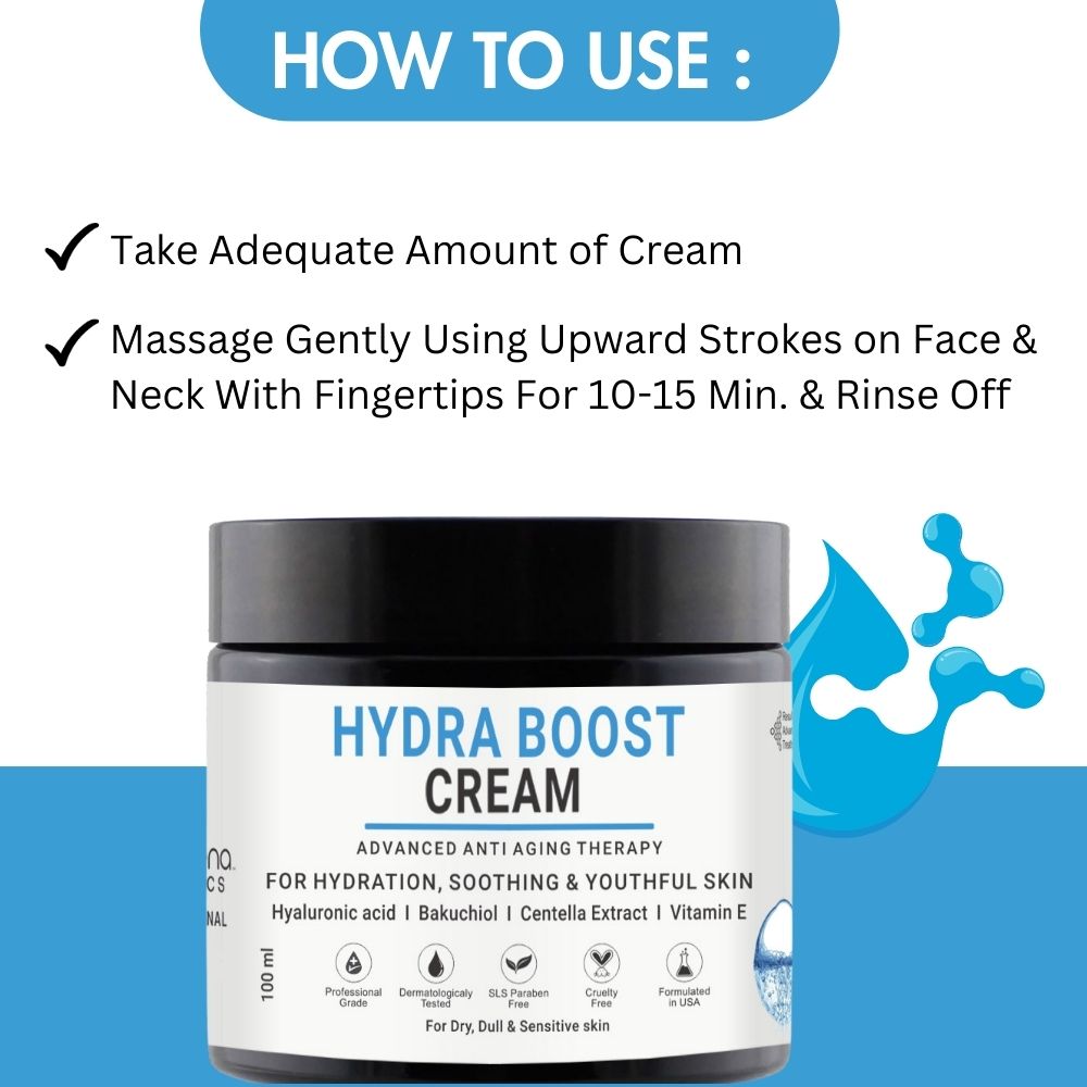 Hydra Boost Face Cream With Hyaluronic, Bakuchiol & Vitamin E For Dry, Dull & Sensitive skin | For Women & Men 100 ml - Volamena