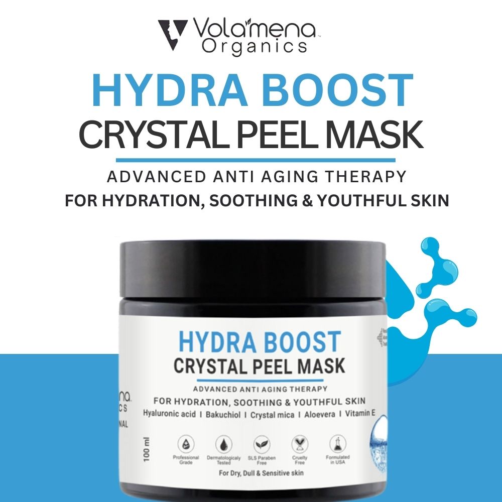 Hydra Boost Crystal Peel Mask With Hyaluronic, Bakuchiol & Vitamin E For Dry, Dull & Sensitive Skin | For Women & Men 100 ml - Volamena