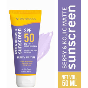 Volamena Berry & kojic Acid Purple Sunscreen SPF 50 PA+++ For Pigmentation-Free Skin UVA/B & Blue Light Protection, Anti-Pollution, No White Cast 50 ml