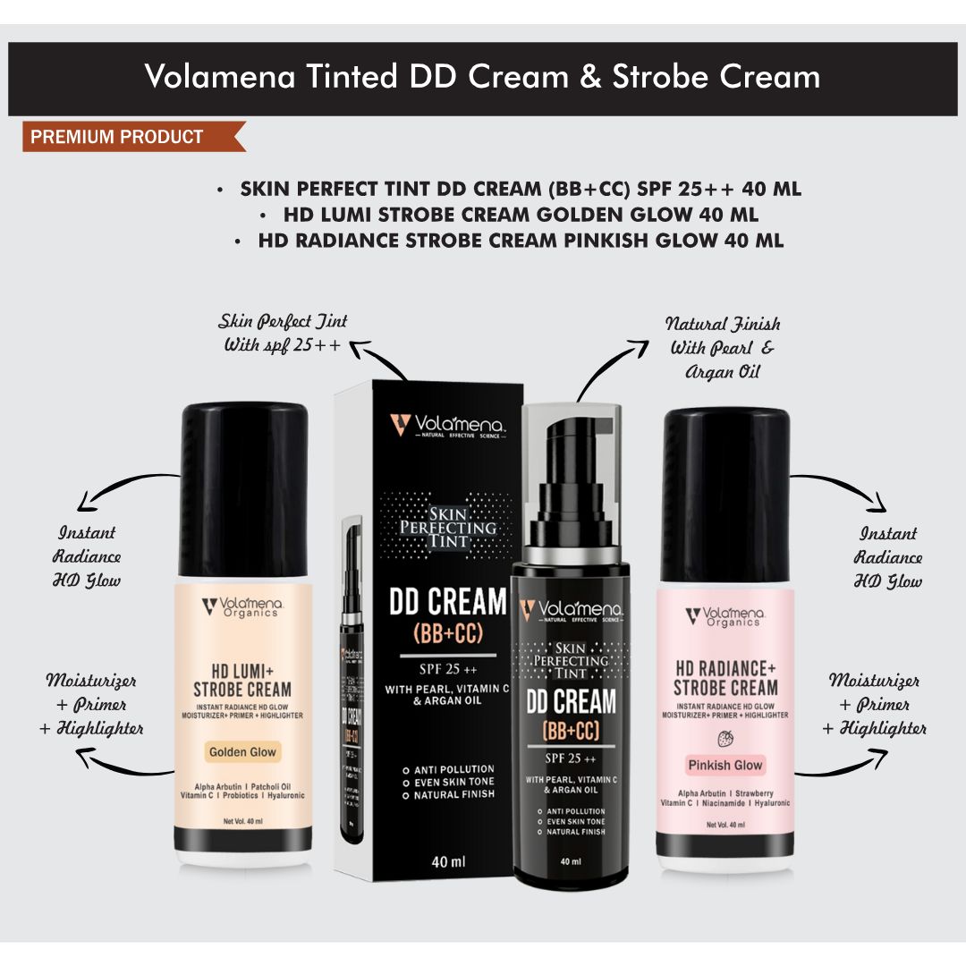 Volamena Organics HD Lumi+ Strobe Cream Face Cream Golden Glowing Skin With Patchouli Oil & Vitamin C, Alpha Arbutin & Hyaluronic Acid For Women 40ml - Volamena