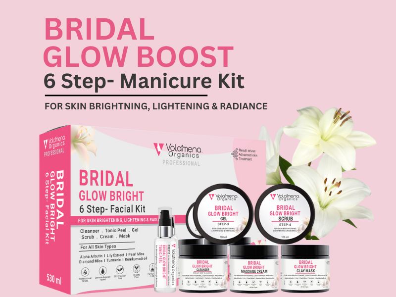 Volamena Bridal Glow Bright 6 Step Facial Kit For Women & Men With Pearl Mica, Diamond Mica, For Skin Brightening & Glow Facial Kit