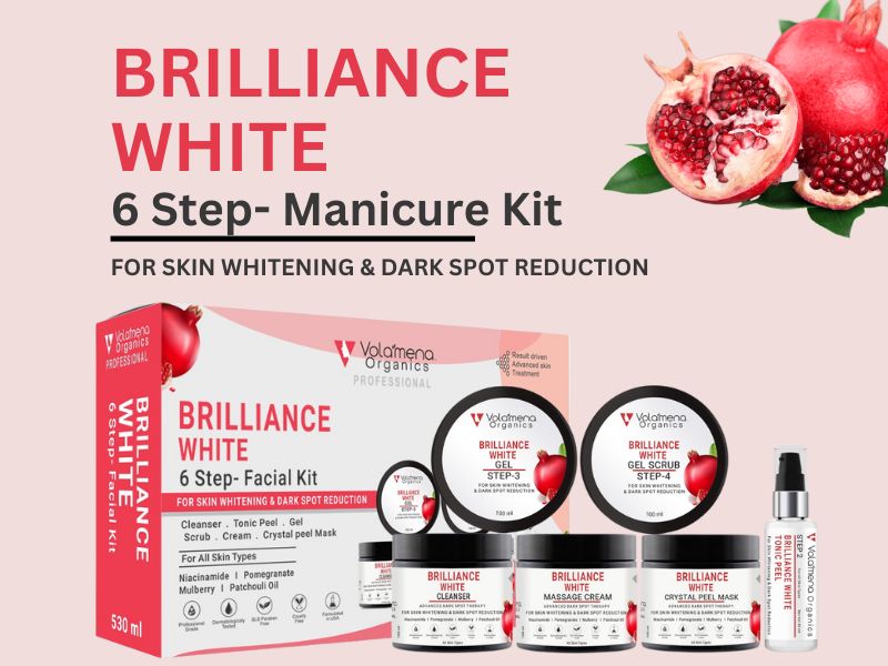 Volamena Brilliance White 6-Step Facial Kit For Women & Men With Niacinamide For Glow, Skin Whitening & Dark Spot Reduction