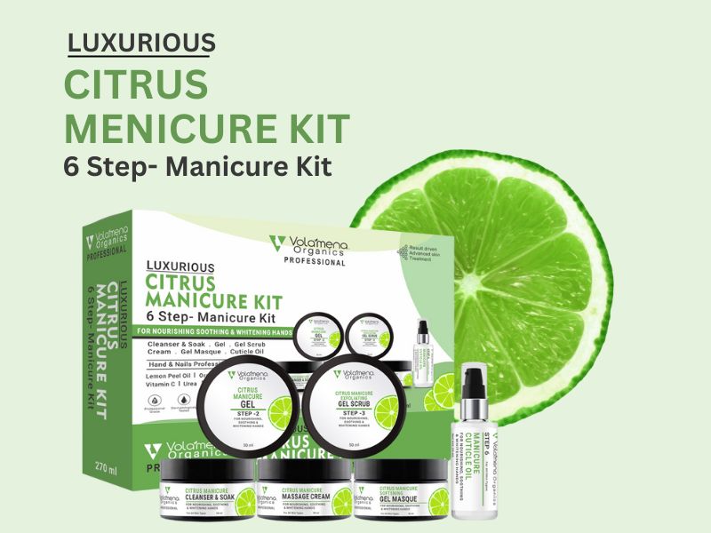 Volamena Luxurious Citrus 6-Step manicure kit For Women For Hand & Nails With Vitamin-C For Whitening & Nourishing