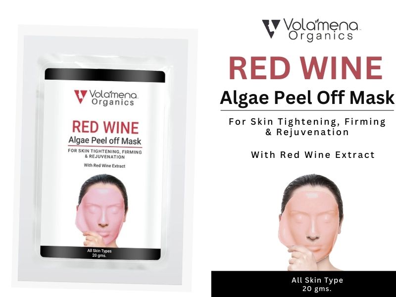 Volamena Organics Red Wine Algae Peel off Mask, With Red Wine Extract For Skin Tightening & Firming, 20 gms