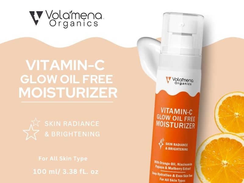 Volamena Organics Vitamin C Glow Oil Free Moisturizer For face, Hydration For Dry Skin, Moisturizer For Women & Men 100 ml