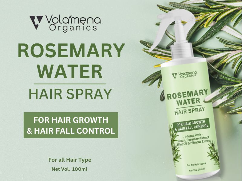 Volamena Rosemary Water Spray With Goodness of Rosemary, Mint, Biotin & hibiscus For Hair Growth, Hair Fall Control, Scalp Health, Hair Damage Protection, Anti Frizz | Men & Women, 200 ml