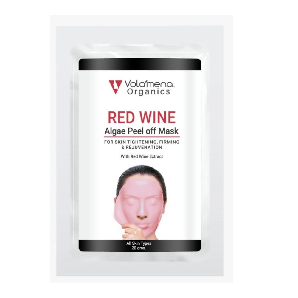 Volamena Organics Red Wine Algae Peel off Mask, With Red Wine Extract For Skin Tightening & Firming, 20 gms