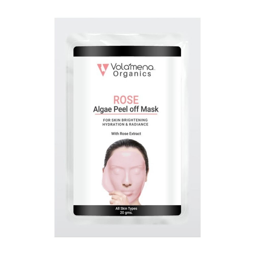 Volamena Organics Rose Algae Peel Off Mask With Rose Extract For Skin Brightening & Hydration, 20 gms