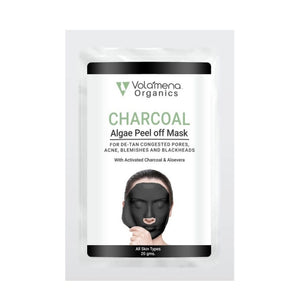 Volamena Organics Charcoal Algae Peel off Mask, With Activated Charcoal, For De-Tan, Acne & Blemishes, 20 gms