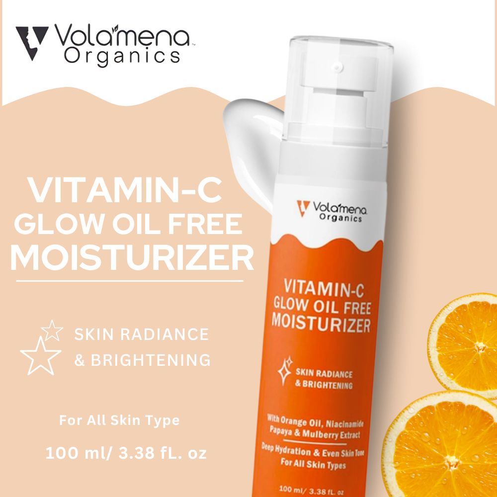 Volamena Organics Vitamin C Glow Oil Free Moisturizer For face, Hydration For Dry Skin, Moisturizer For Women & Men 100 ml