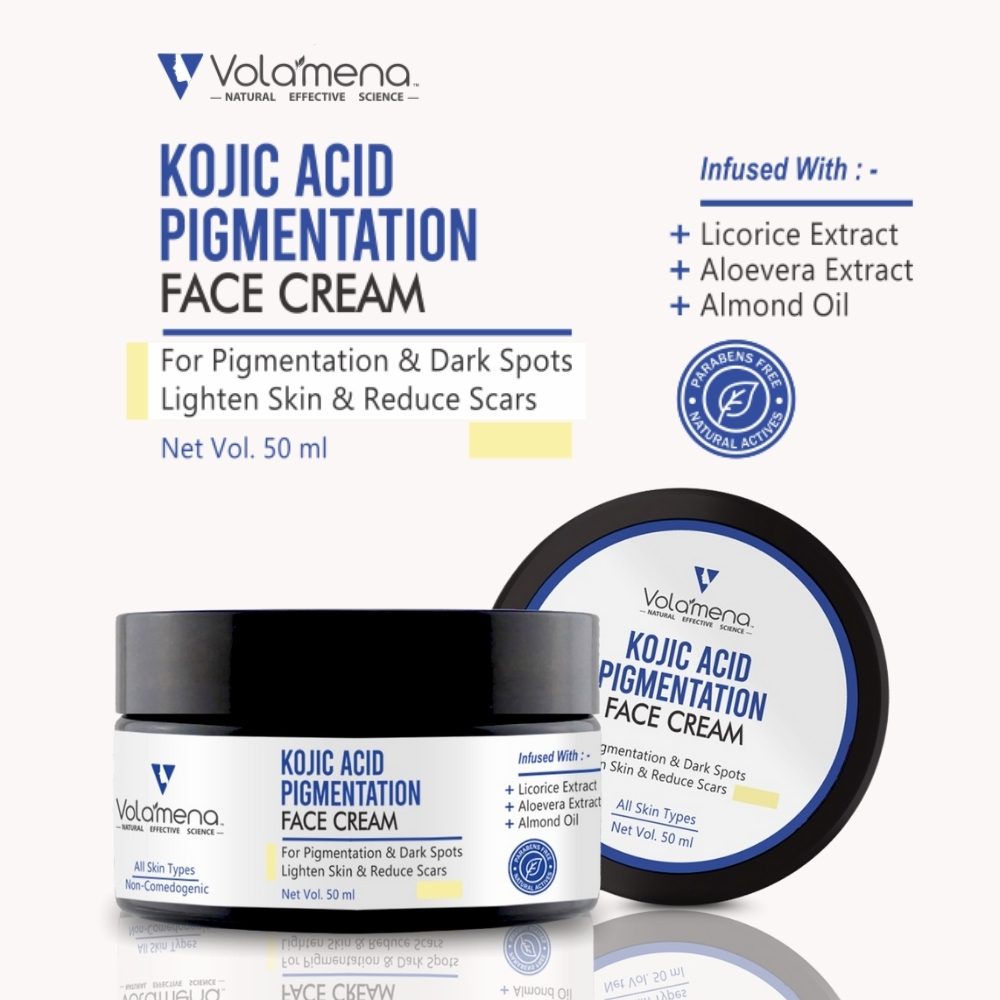 Volamena Kojic Acid Cream Skin Lightening Face Cream For Tan Removal, Pigmentation & Dark Spots For Women & Men 50 ml