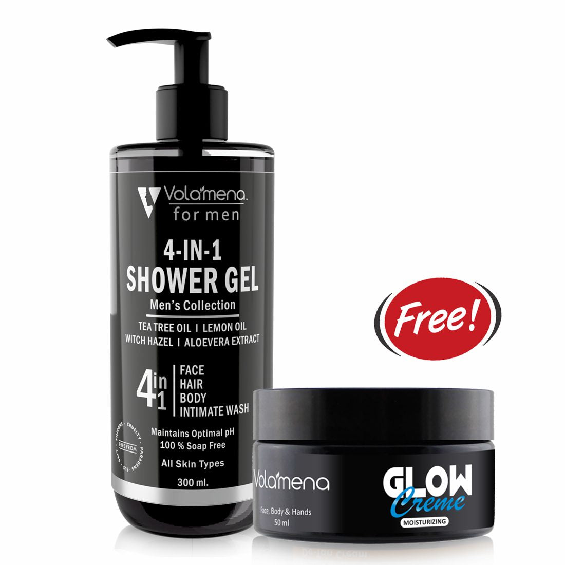 4 in 1 Shower gel for Men | For Face, Body, Hair & Intimate Area | Cleansing, Hydrating and moisturizing 300 ml