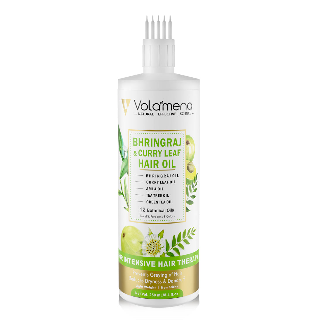 Volamena Bhringraj & Curry Leaf Hair oil Infused with Herbal oils for Hair Fall and Hair regrowth 250 ml