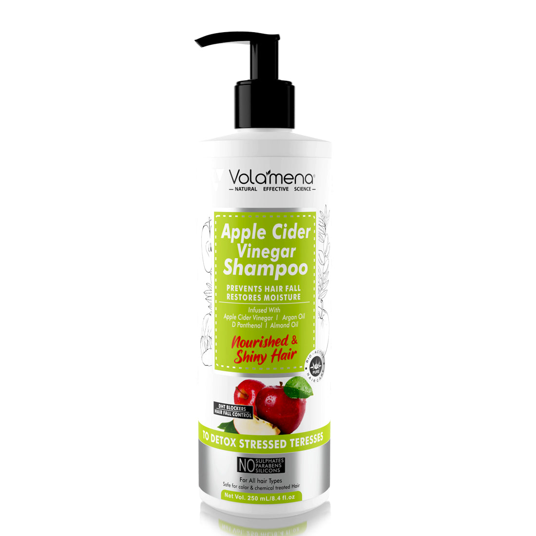 Volamena Apple Cider Vinegar Hair Shampoo With Onion Anti Dandruff & Hair Fall Control 250 ml