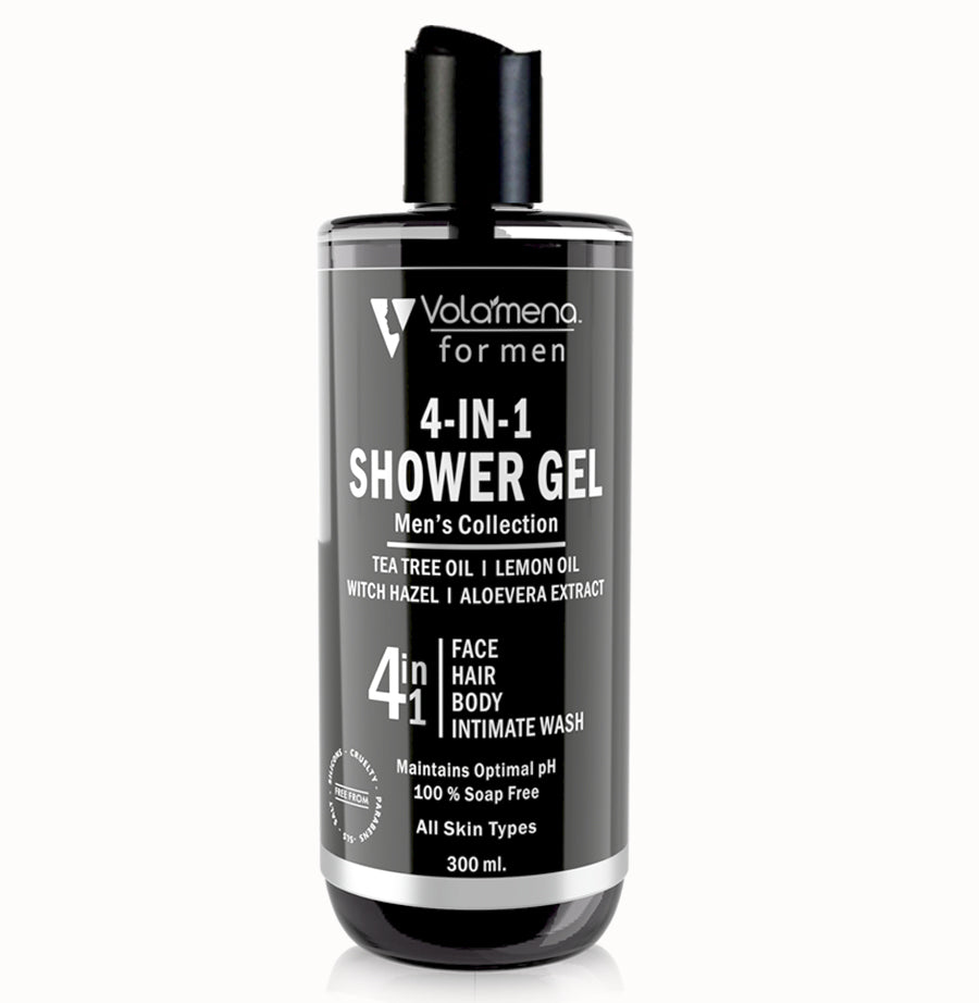4 in 1 Shower gel for Men | For Face, Body, Hair & Intimate Area | Cleansing, Hydrating and moisturizing | For Men 300 ml