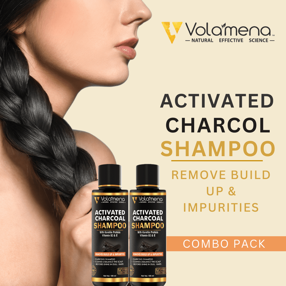 Volamena Activated Charcoal Shampoo, With Charcoal, Keratin & Vitamin B3 For Remove Buildups & Impurities 100 ml