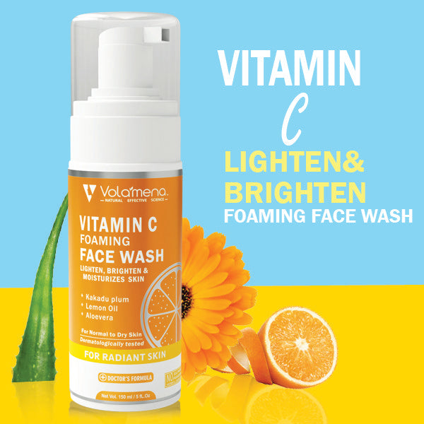 Volamena Vitamin C Face Wash Lighten & Brighten | With Orange & Vitamin C | For Glowing Skin | Face Wash For Men & Women