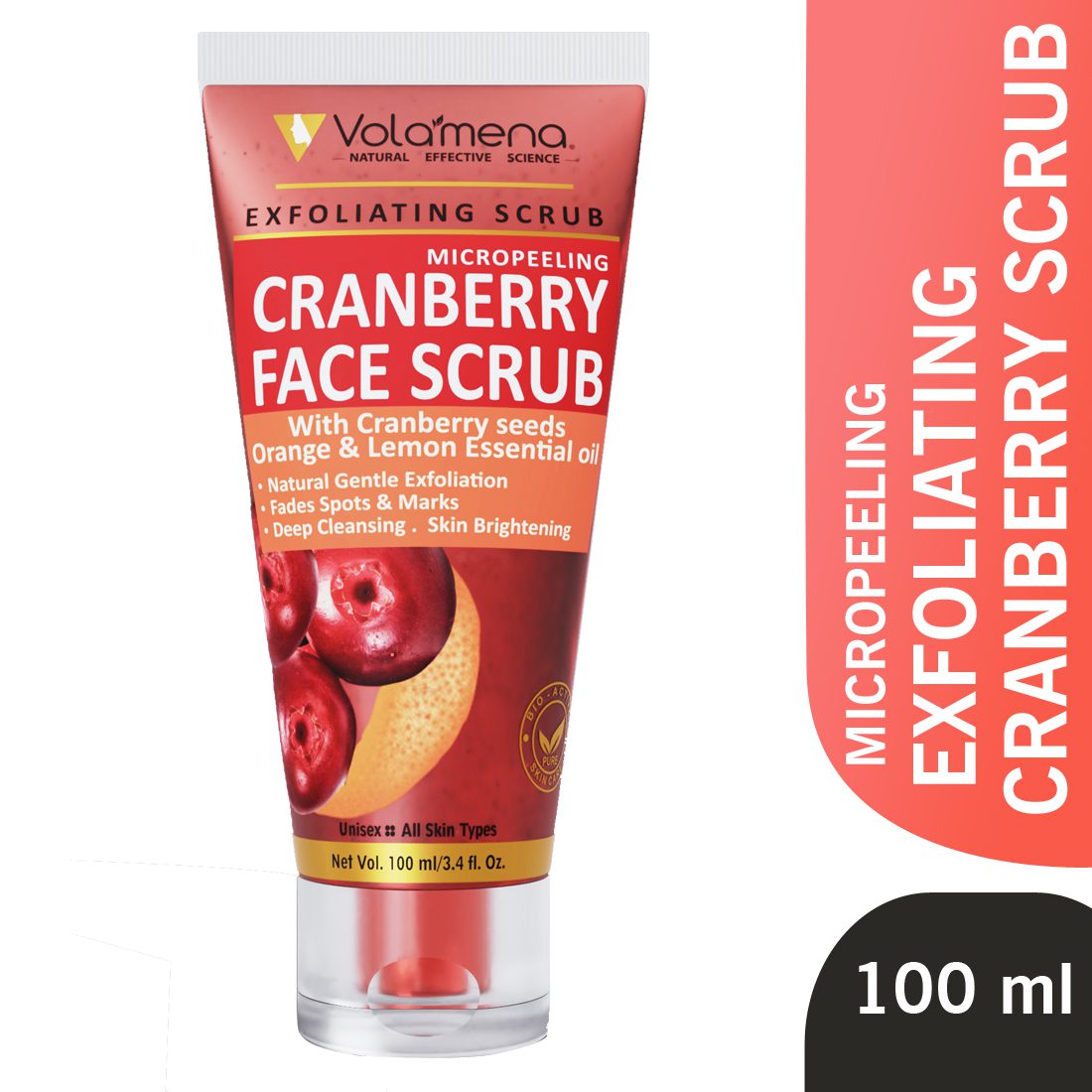 Volamena Exfoliating Micropeeling Cranberry Face Scrub For Deep Cleansing & Brightening 100 ml