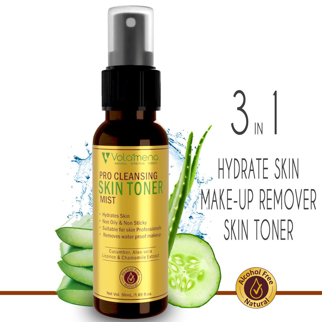 Pro Cleansing Skin Toner Mist with Cucumber and Aloevera For All Skin types & Acne Prone Skin Treat Acne & Pimples For Women & Men 50 ml