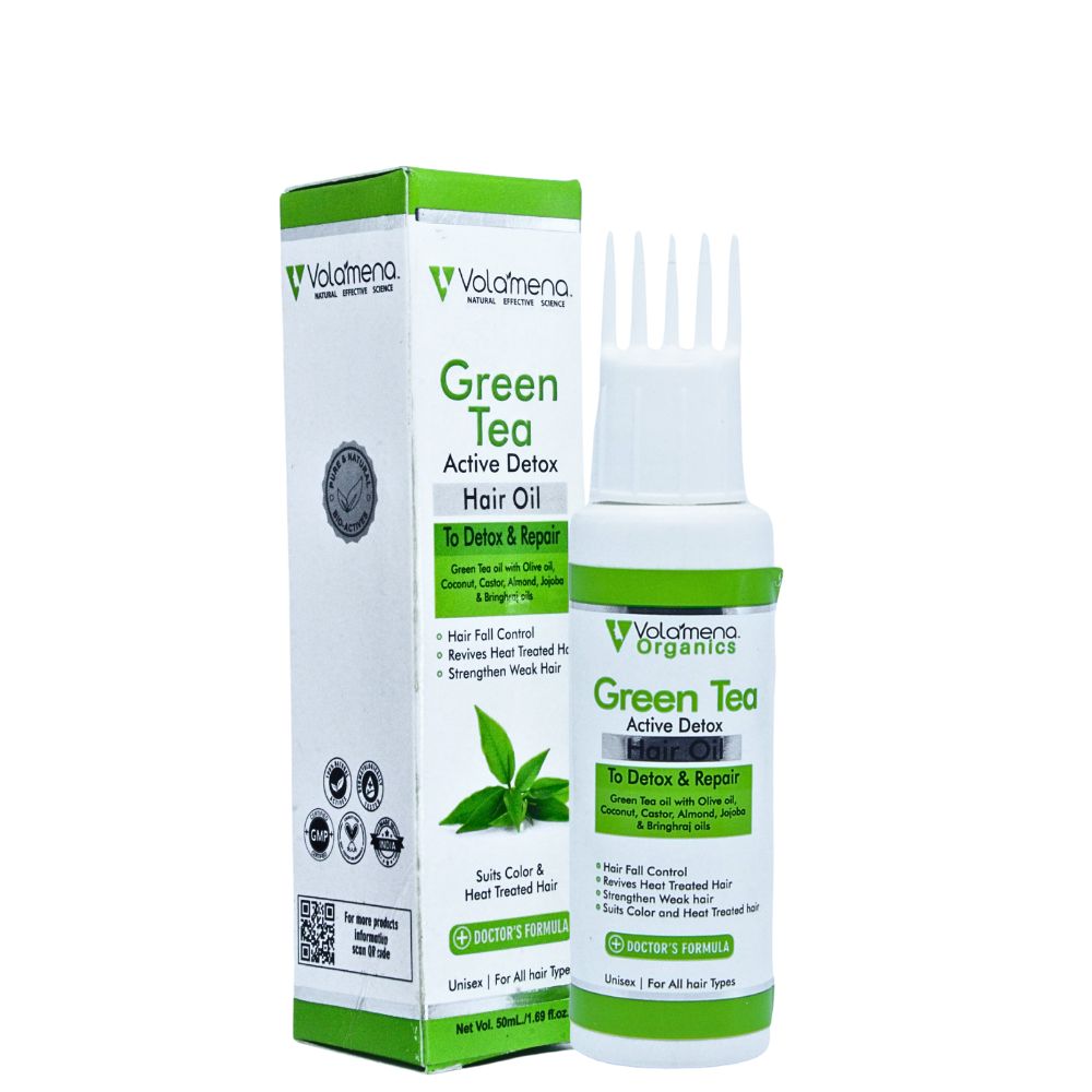 Volamena Organics Green Tea Active Detox Hair Oil For Hair Fall Control & Strength 50 ml