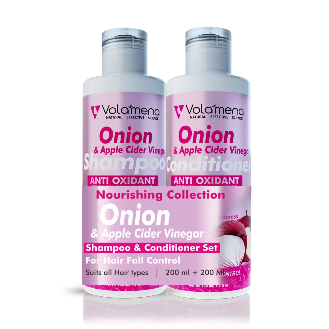 Volamena Onion and Apple Cider Vinegar Hair Shampoo & Conditioner Combo For Hair Growth & Hair Fall Control