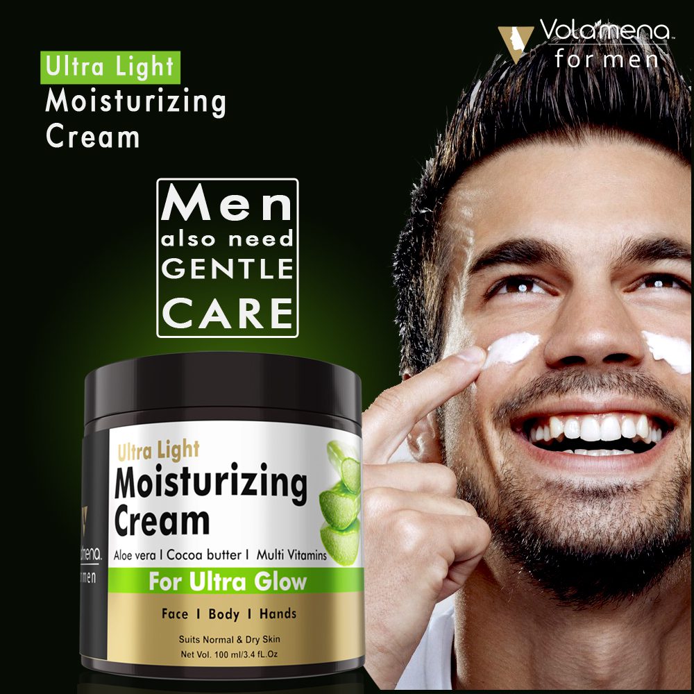 Volamena Ultra-Light Moisturizing Cream for Dry Skin | Moisturizes & Hydrates with Shea Butter, Vitamin E & Aloevera | Face Moisturizer For Men 100 ml