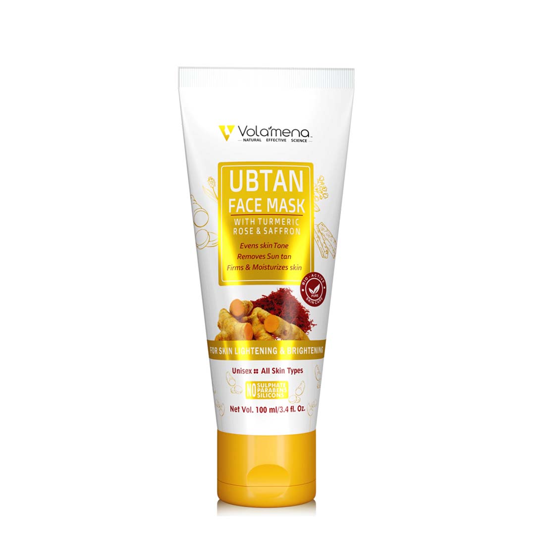 Volamena Ubtan Face Mask With Turmeric & Saffron For Radiance & Glowing Skin For Women & Men 100 ml