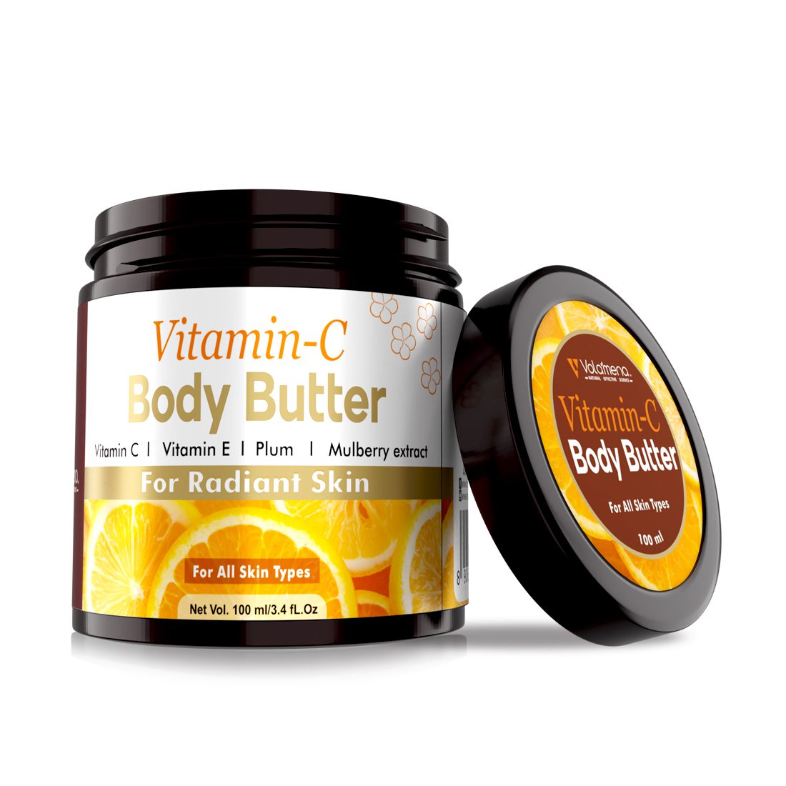 Volamena Vitamin C Body Butter For Dry Skin With Mulberry & Vitamin C | Skin Brightening & Glowing Skin | For Women & Men 100 ml