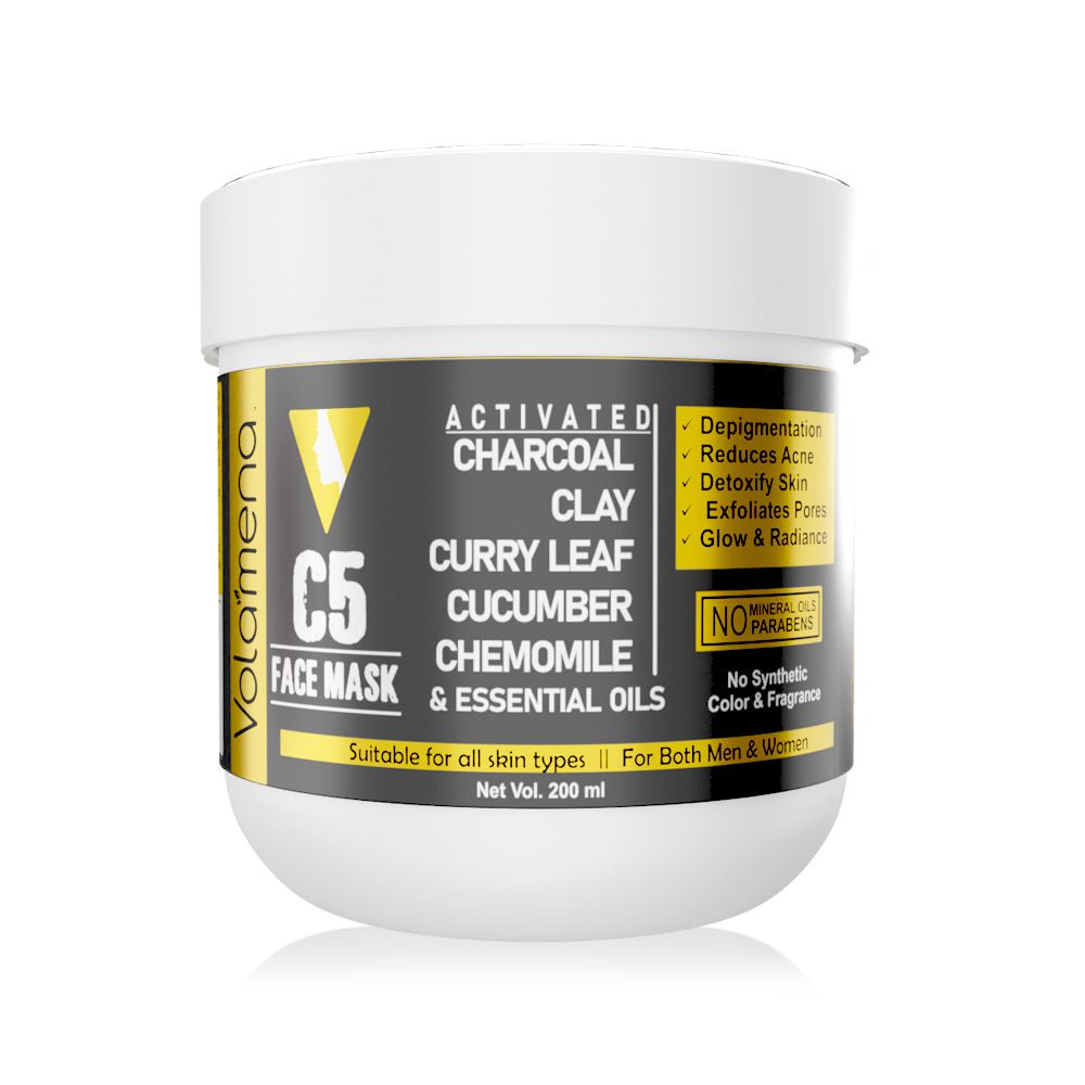 Activated Charcoal C5 Face Mask For Tan Removal | Deep Cleansing Skin For Women & Men 200 ml