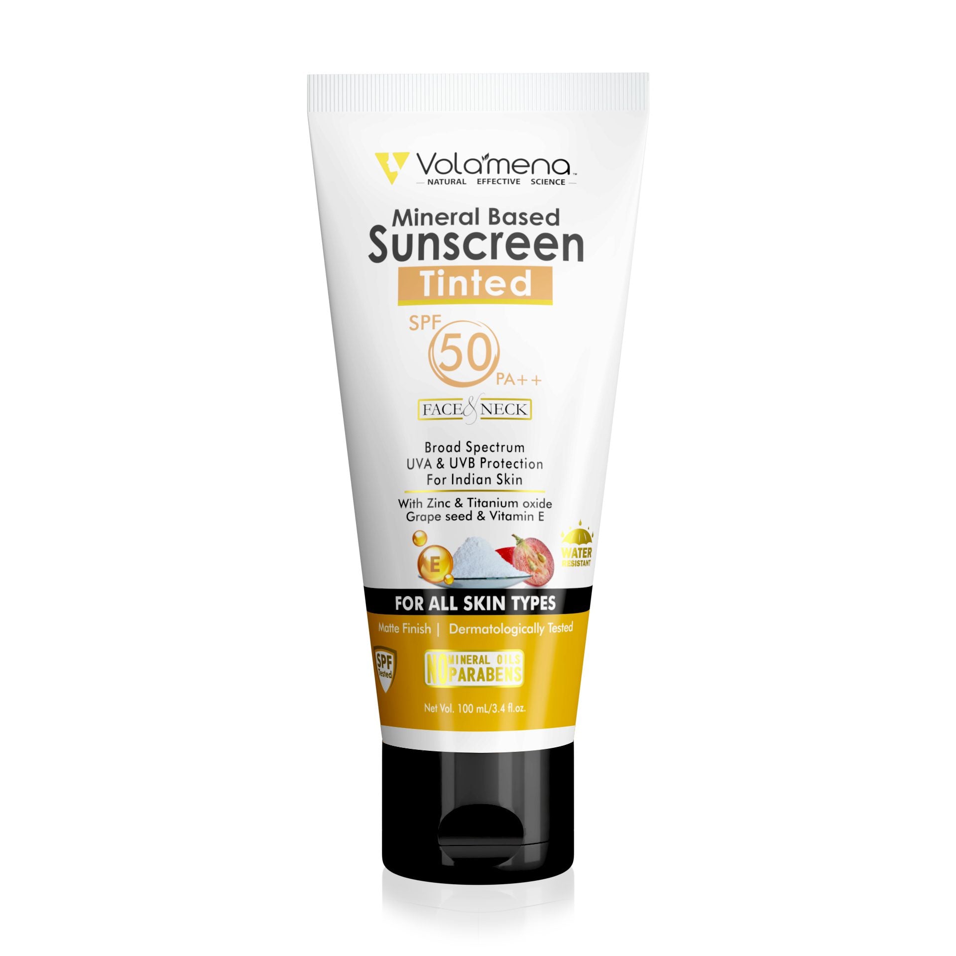 Volamena Tinted Sunscreen SPF 50 ++ For Normal to Oily Skin For Women & Men UVA UVB Protection 100 ml