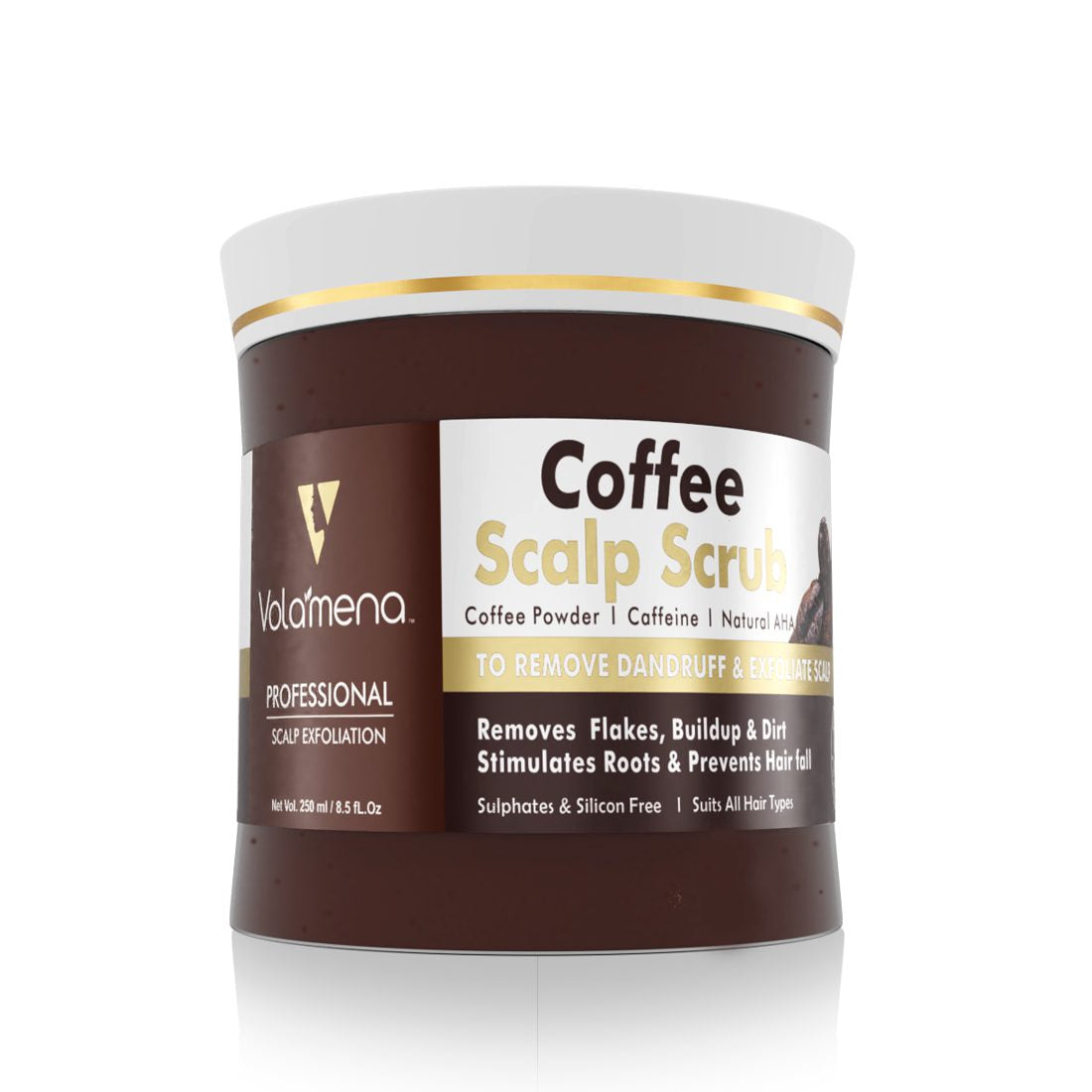 Volamena Coffee Exfoliating Hair & Scalp Scrub | Exfoliating Hair Scrub | Dandruff Control Treatment For Men & Women 250 ml