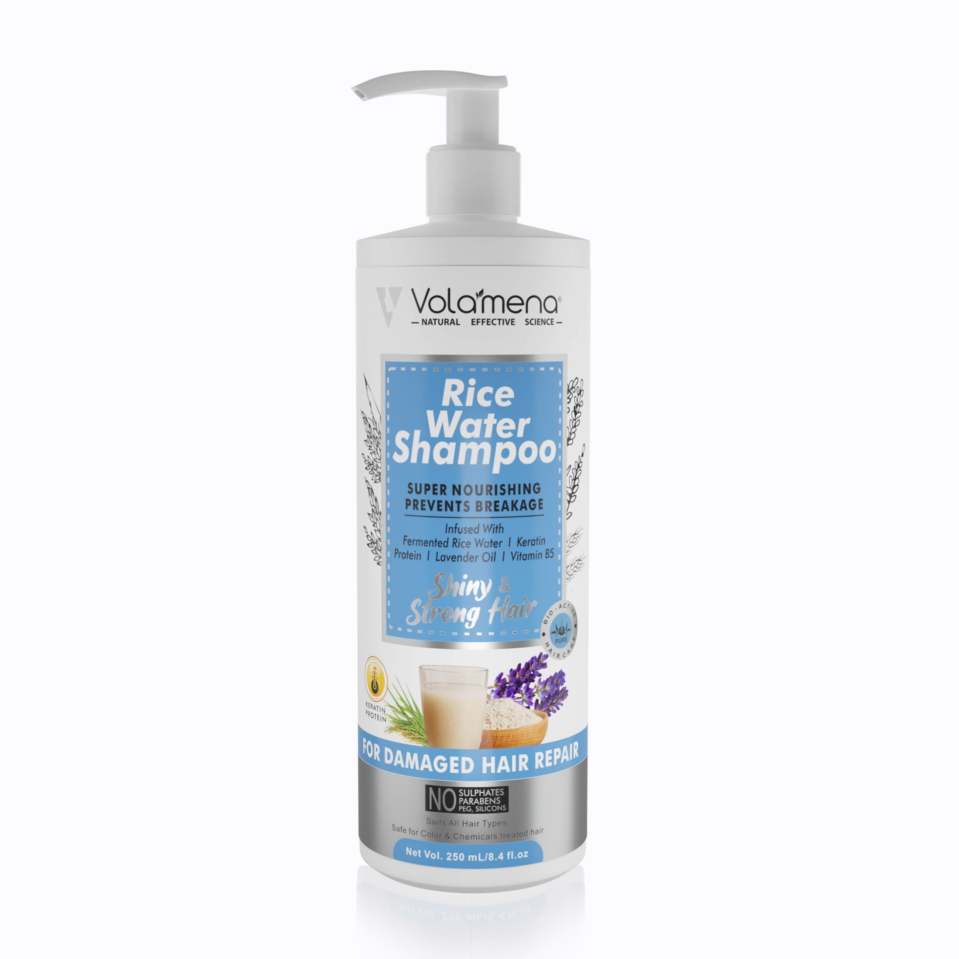 Volamena Rice Water Hair Shampoo For Women & Men Parabens Free 250 ml
