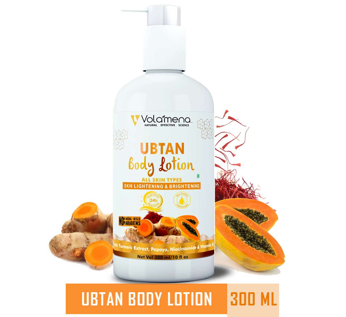 Volamena Ubtan Body Lotion With Turmeric For Radiance & Glowing Skin For Women & Men 300 ml