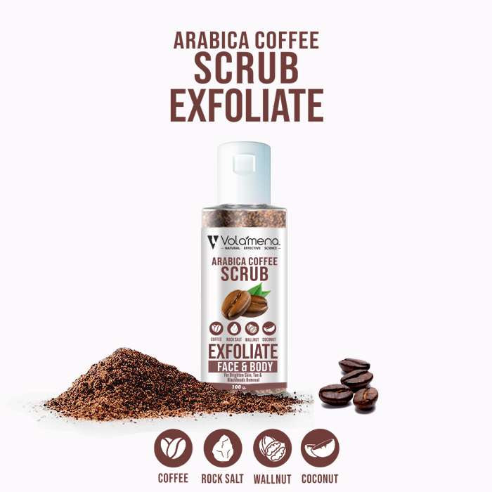 Volamena Arabica Coffee Face & Body Scrub With Coffee Seeds | De Tan Scrub | Dead Skin Removal | For Women & Men 100 ml