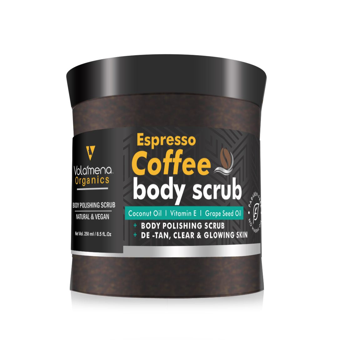 Volamena Arabica Coffee Body Scrub With Coffee Seeds For Body Polishing | Dead Skin Removal | For Women & Men 250 ml