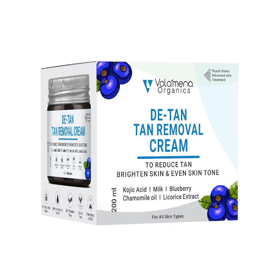 Volamena De Tan Massage Cream For Face With Kojic Acid For Tan Removal & Skin Brightening For Women & Men 200 ml