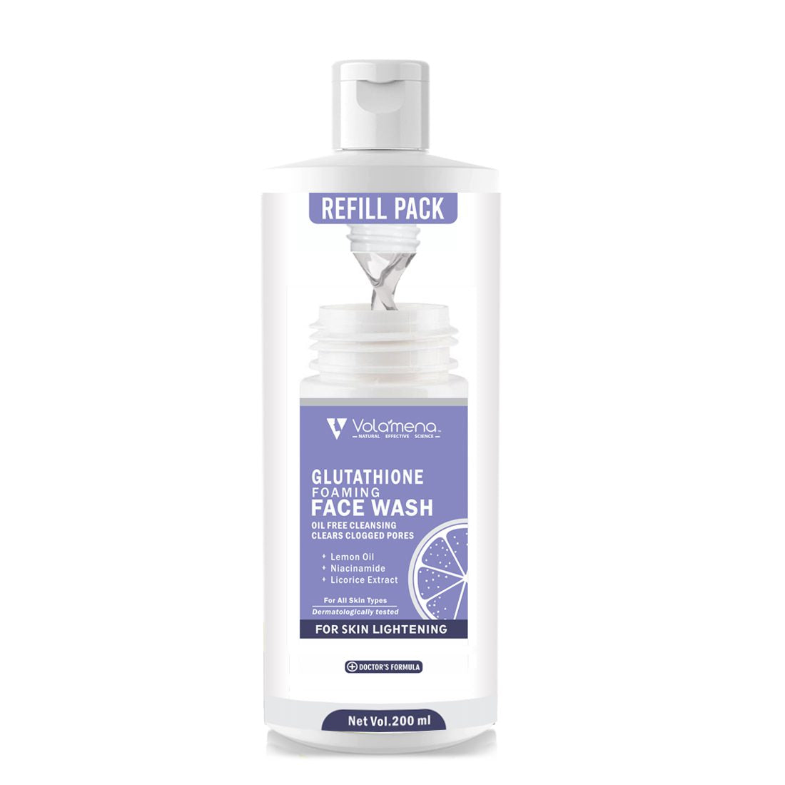 Volamena Glutathione Foaming Face Wash | For Skin Brightening & Glow | Face Wash For Women & Men Refill Pack 200 ml
