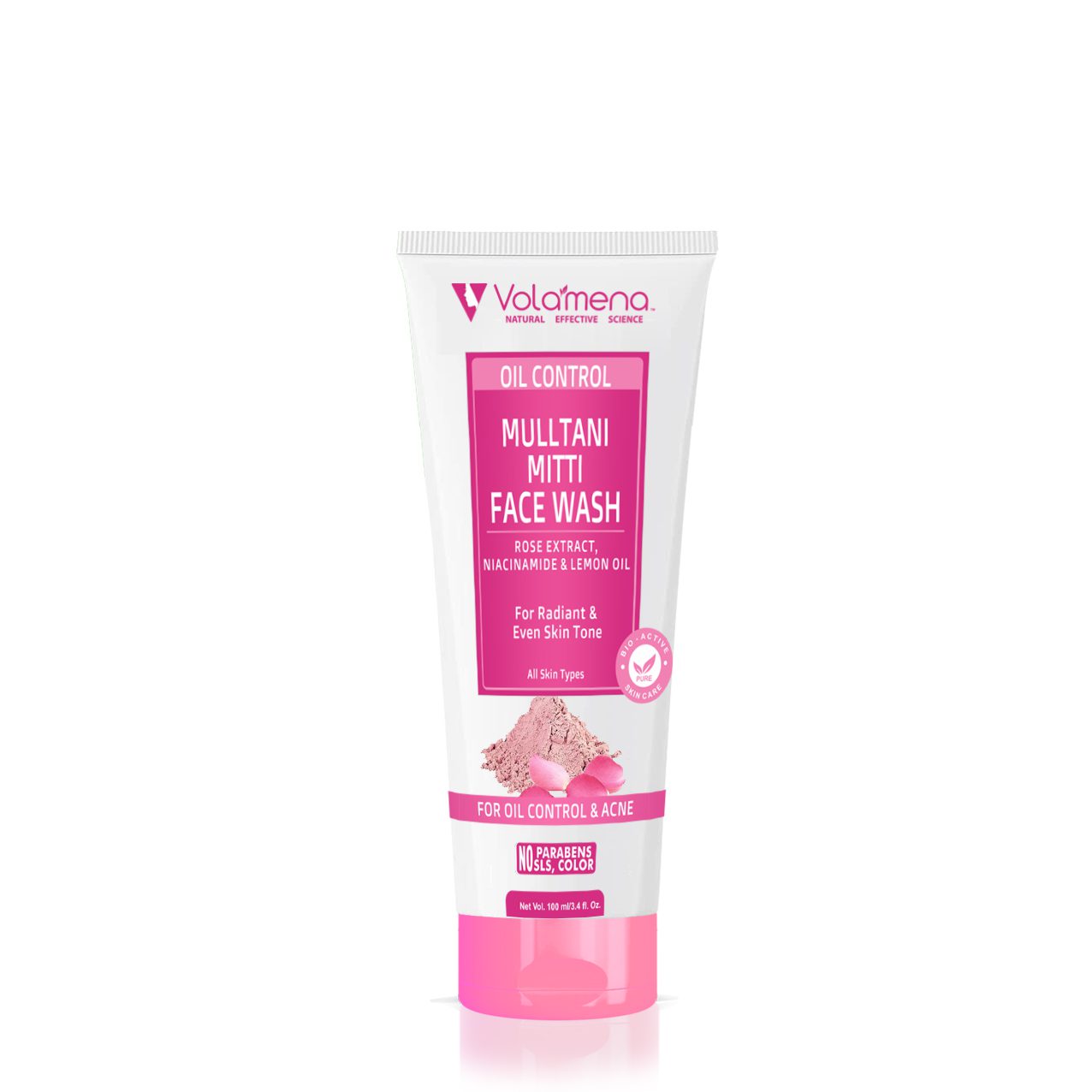 Volamena Mulltani Mitti Face Wash With Mulltani Mitti & Rose Extract | Skin Brightening | For Oil Control & Acne