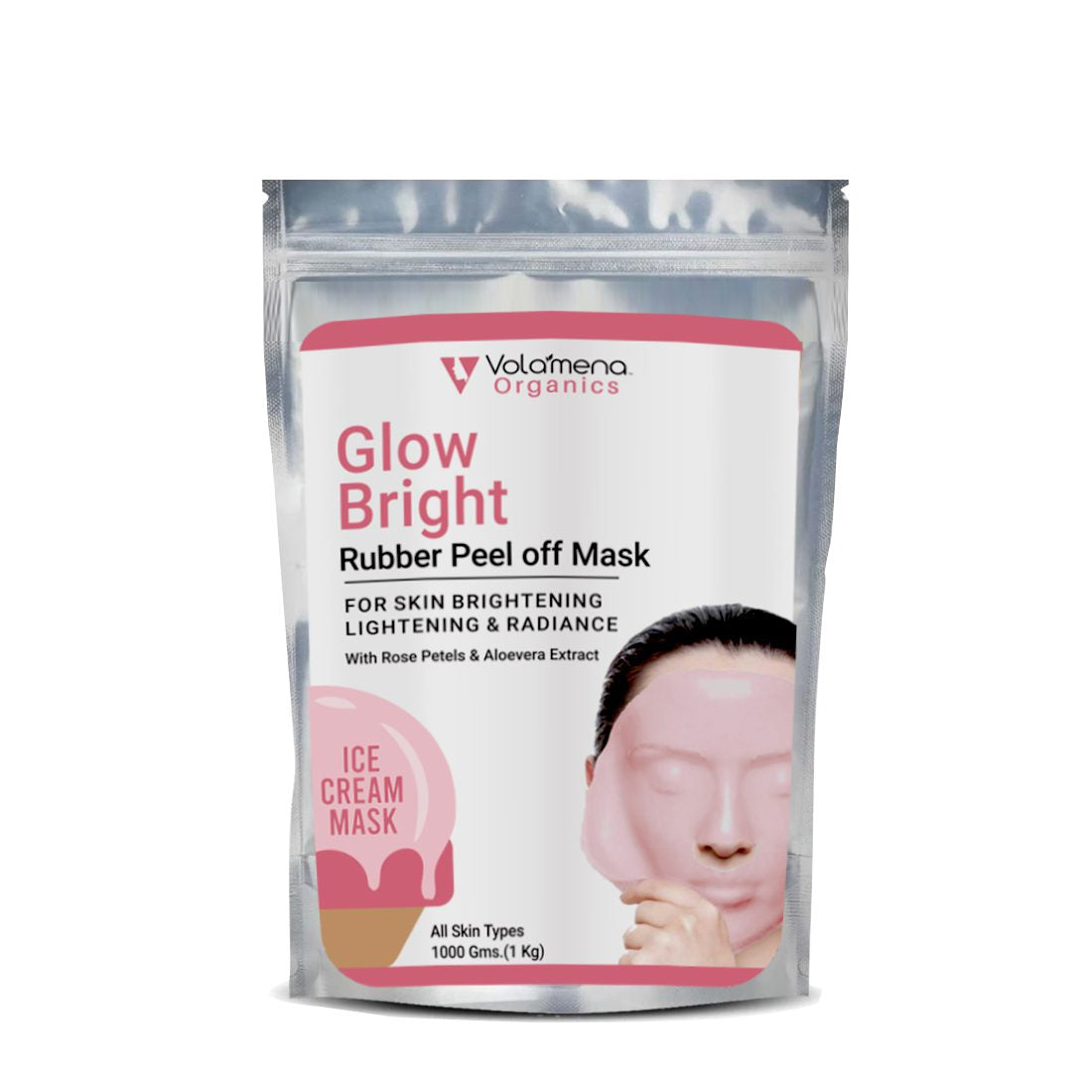 Volamena Glow Bright Rubber Peel off Mask For Face | For Radiance & Glowing Skin For Women & Men 1 kg