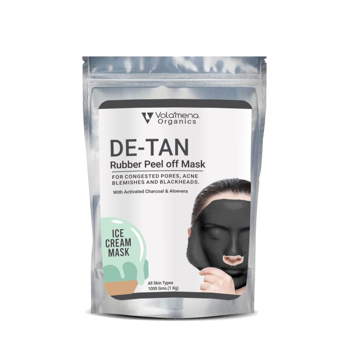Volamena De-Tan Rubber Peel off Face Mask | De Tan Pack For Tan Removal | For Women & Men 1 Kg