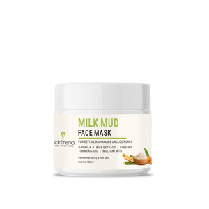 Volamena Milk Mud Face Mask with Oat milk, Rice Extract, Ginseng, Turmeric Oil Brightening & Tan Removal Cream For Men & Women 100 ml