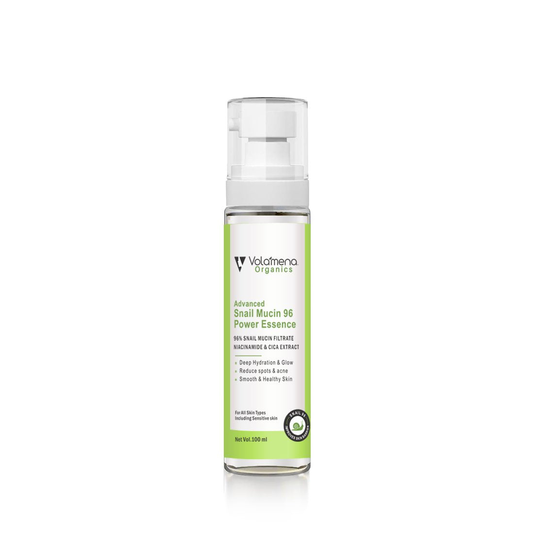 Volamena Snail Mucin 98 Power Essence Serum With Snail Mucin Korean Skin Care Formula For Glowing Skin Women & Men 100 ml