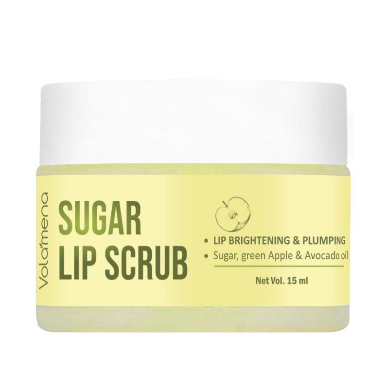 Volamena Lip Scrub with Sugar, Green Apple Extract & Avocado Oil, Lighten Dark Lips Balm For Women
